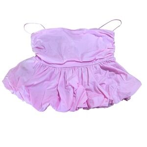 Vintage Shop Pink Bubble Tube Top Strapless Smocked Back Barbie Romantic Y2K M